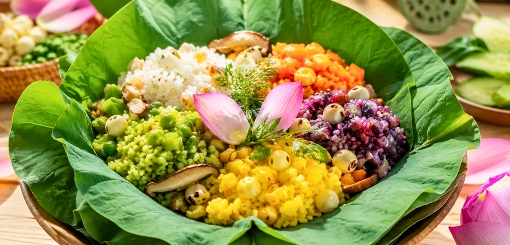 cơm sen ngũ sắc chay