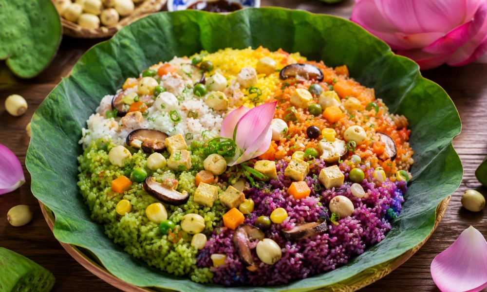 Cơm sen ngũ sắc chay (5)