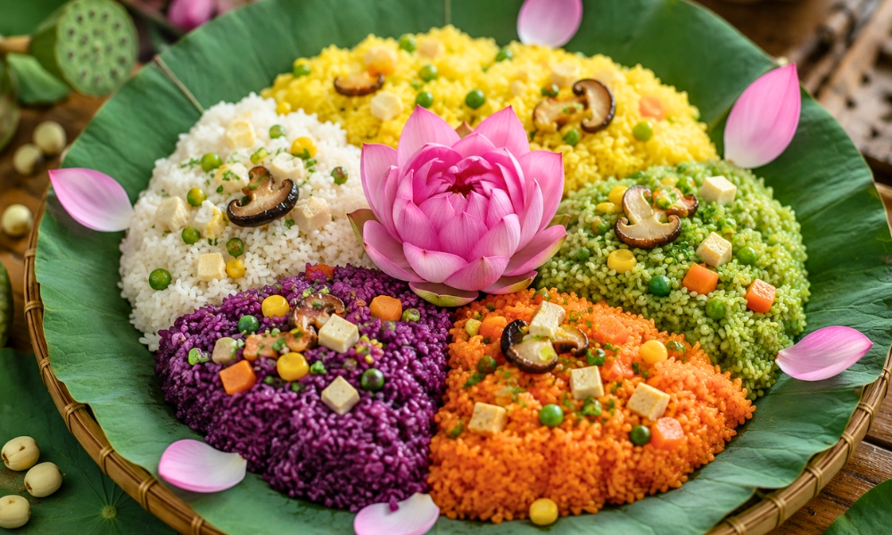 cơm sen ngũ sắc chay