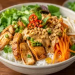 bún trộn chay sốt đậu phộng