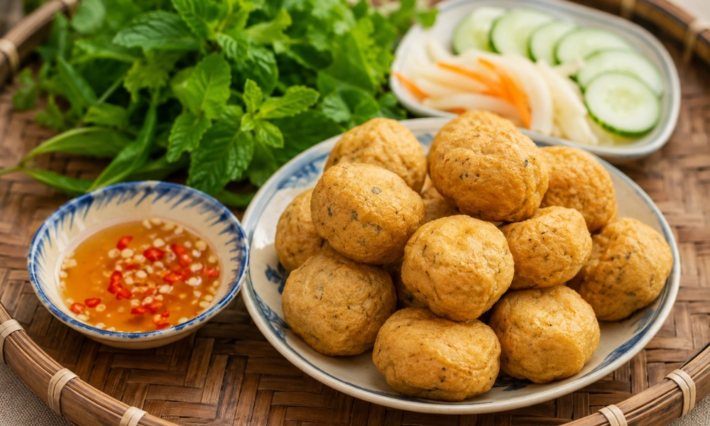 chả đậu hũ viên chiên thuần chay 