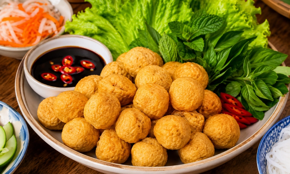 chả đậu hũ viên chiên thuần chay 