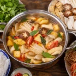 lẩu nấm chua cay lá giang