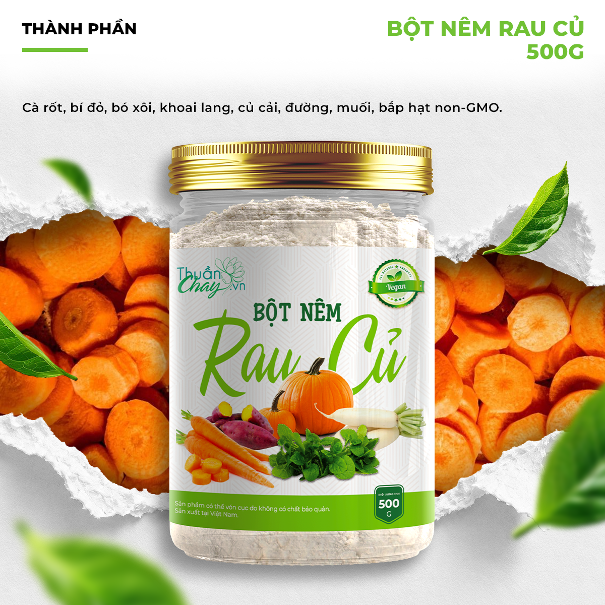 Bột Nêm Rau Củ 500g 3 Thành phần Bột nêm rau củ