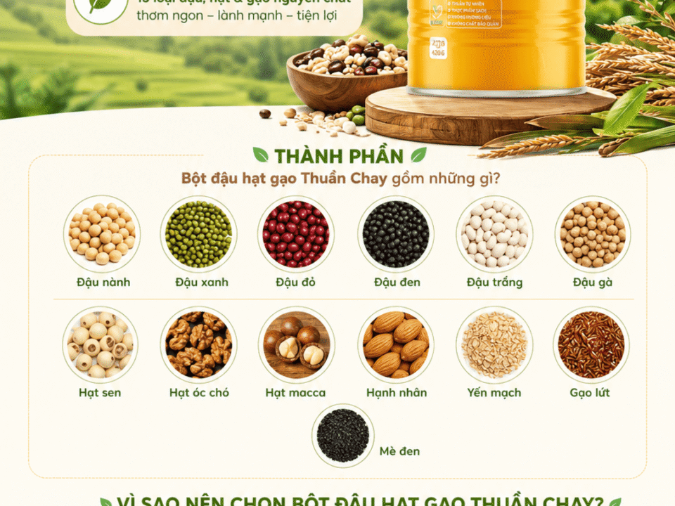 Bột đậu hạt gạo Thuần Chay gồm những gì