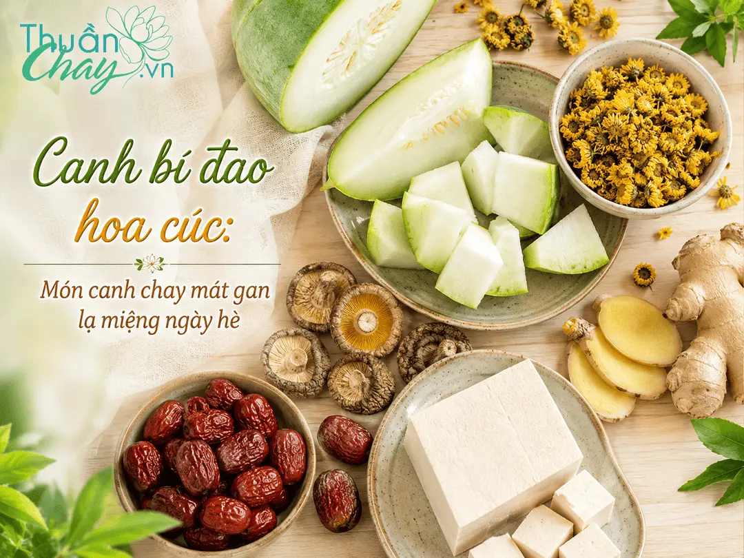Canh Bí Đao Hoa Cúc: Món Canh Chay Thanh Mát Lạ Miệng Mùa Hè 2 Nguyên liệu canh bí đao hoa cúc: bí đao, hoa cúc khô, nấm hương