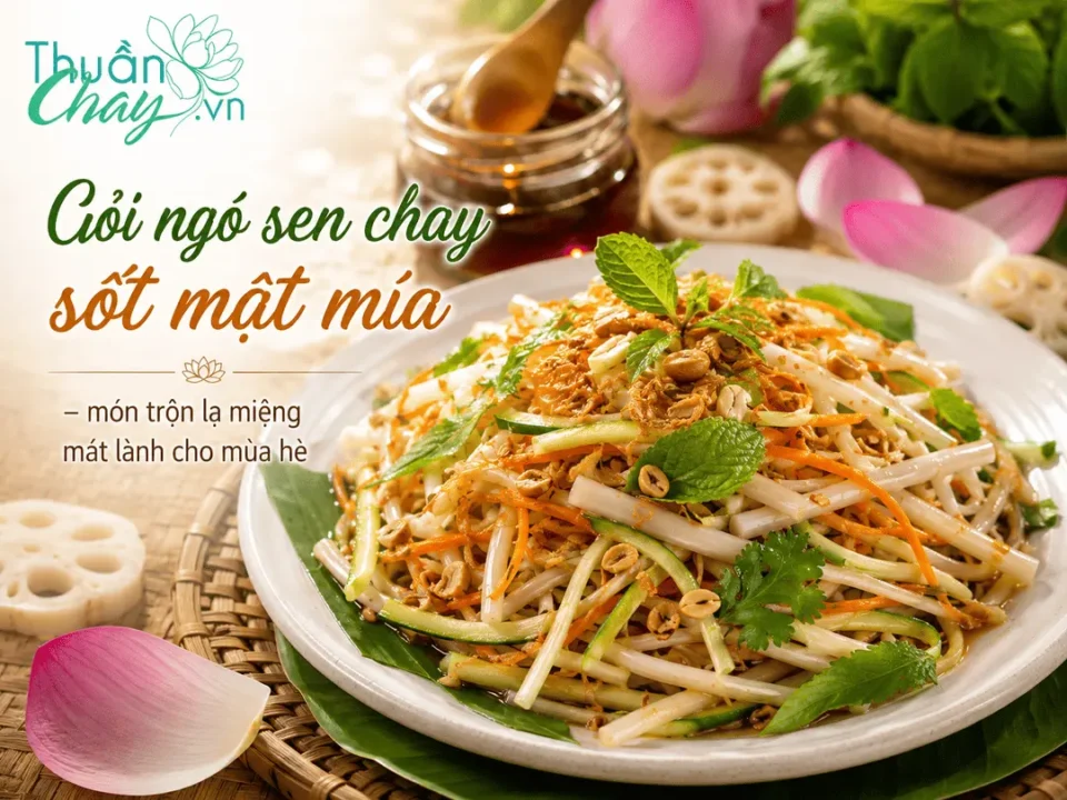 Gỏi ngó sen chay sốt mật mía món trộn lạ miệng giòn mát mùa hè