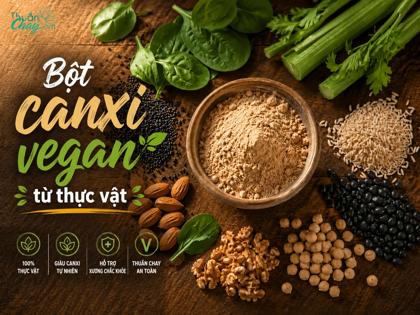 Bột Canxi Vegan Từ Thực Vật: Giải Mã Từng Thành Phần 1 bột canxi Vegan từ thực vật