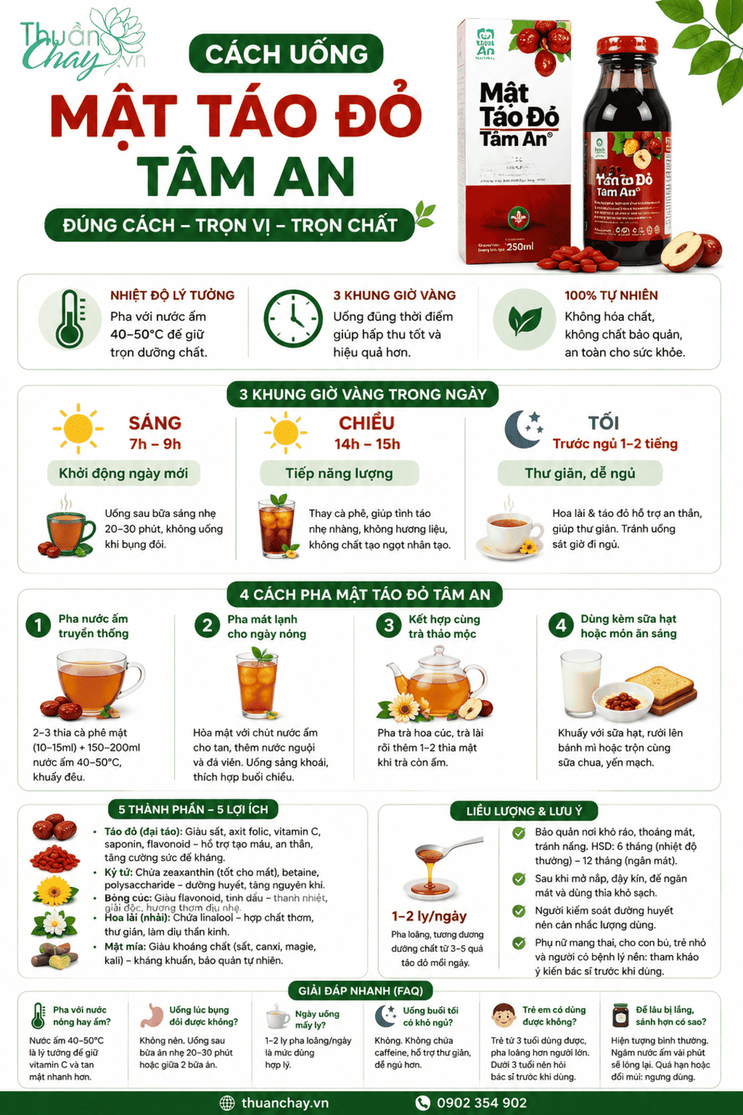 Cách uống mật táo đỏ Tâm An đúng cách
