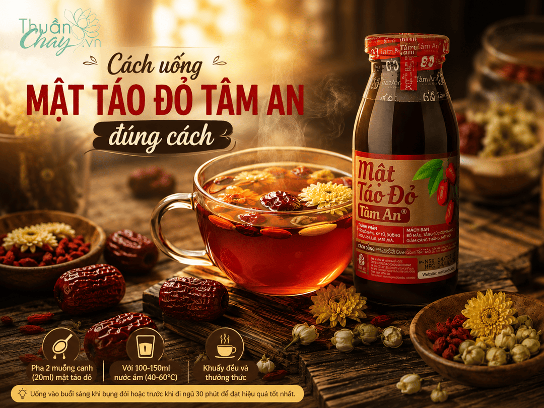 cách uống mật táo đỏ Tâm An đúng cách