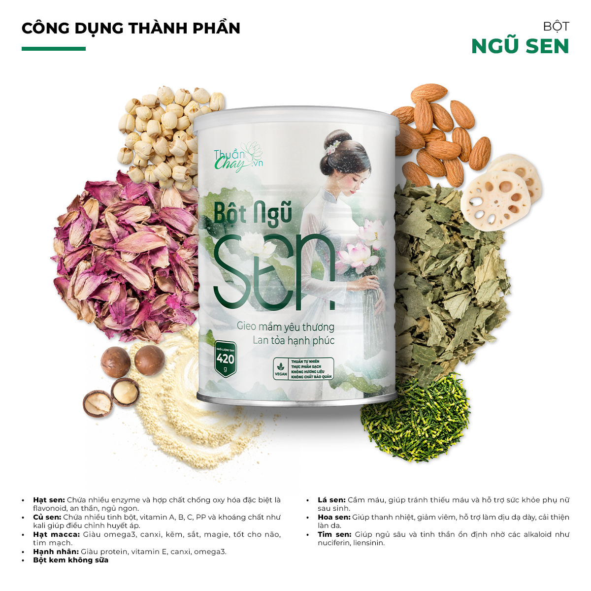 Bột Ngũ Sen 3 Công dụng thành phần Bột ngũ sen