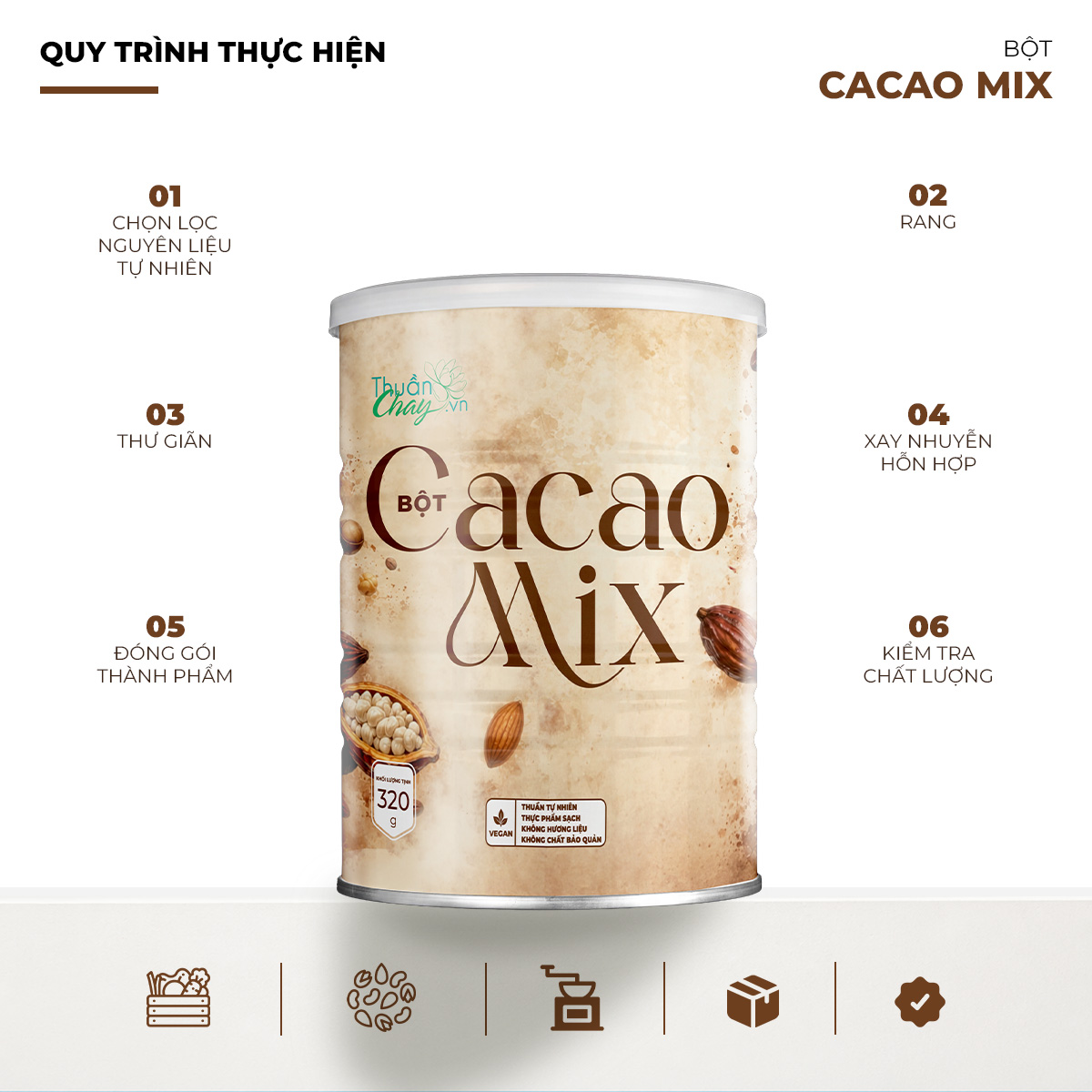 Bột Cacao Mix 5 Quy trình Cacao Mix