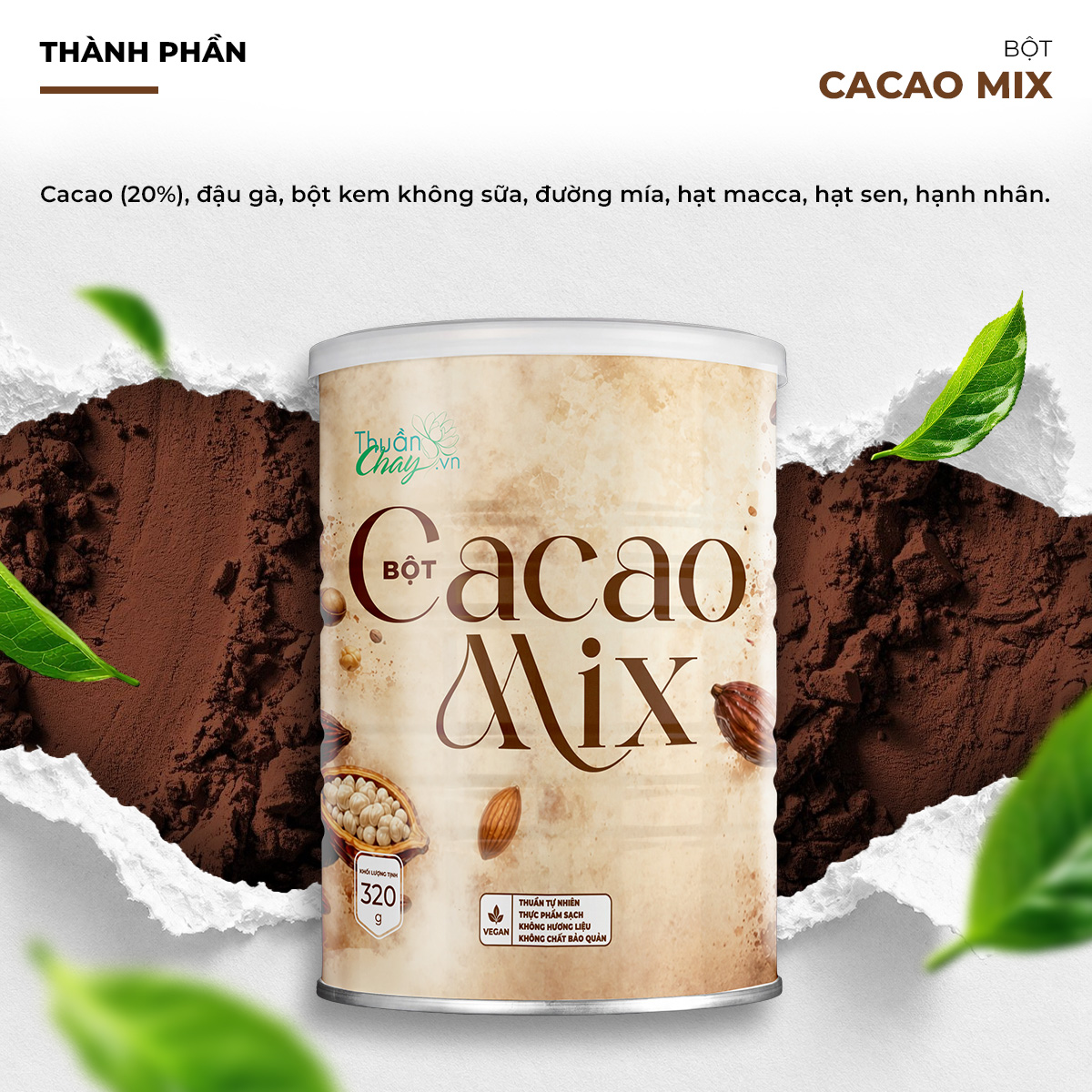 Bột Cacao Mix 2 Thành phần Cacao Mix